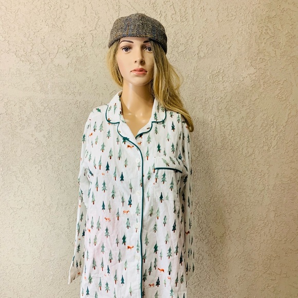 NWT Sleep Sense Christmas Trees Print Portuguese Flannel Sleep Top Size S - Picture 12 of 13